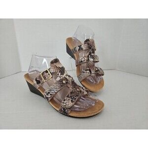 Vionic Radia Sandal Size 8 Faux Snakeskin Adjustable Straps Orthotic Wedge Eu 39